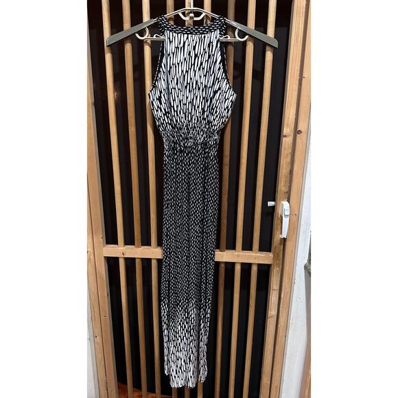 Danillo Boutique Maxi Dress Women Size M Black White Abstract Print Sleeveless - Picture 2 of 5